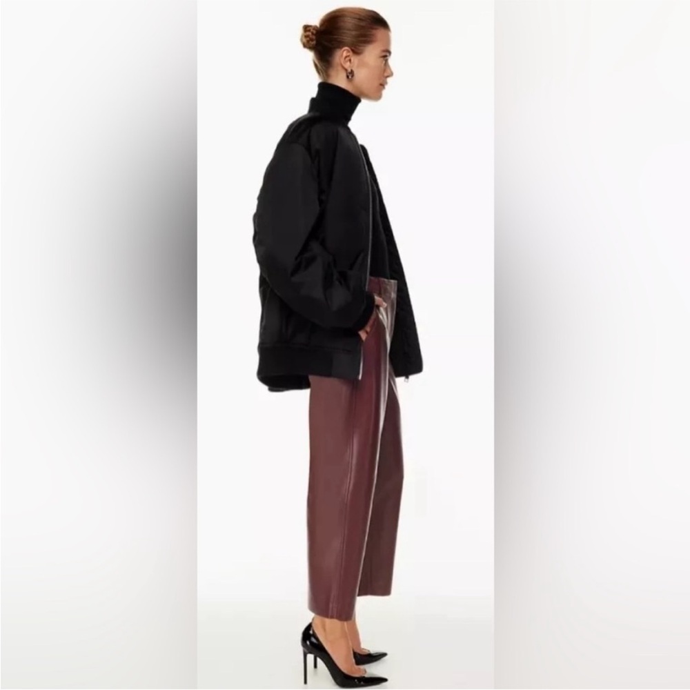 Aritzia Babaton Command Crop Vegan Leather Pants Sz 0 Wine Color - Picture 5 of 10